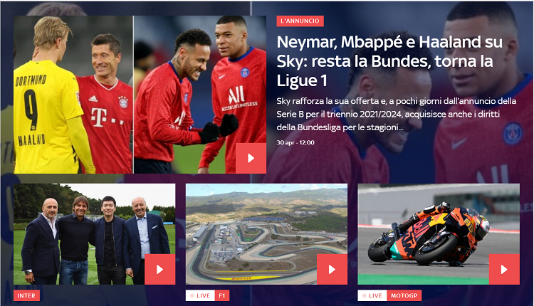 Il portale di Sky Sport